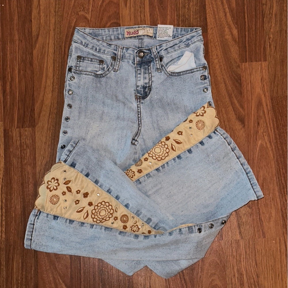 Girls Sparkle Denim Flare Detailed Jeans